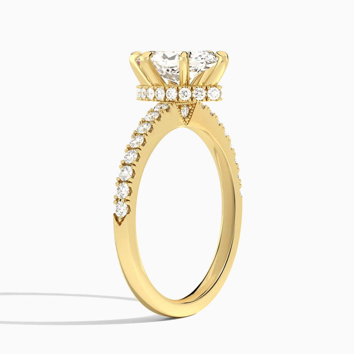 Marquise Nadia Lab Grown Diamond Engagement Ring In 14K Yellow Gold, Angle View