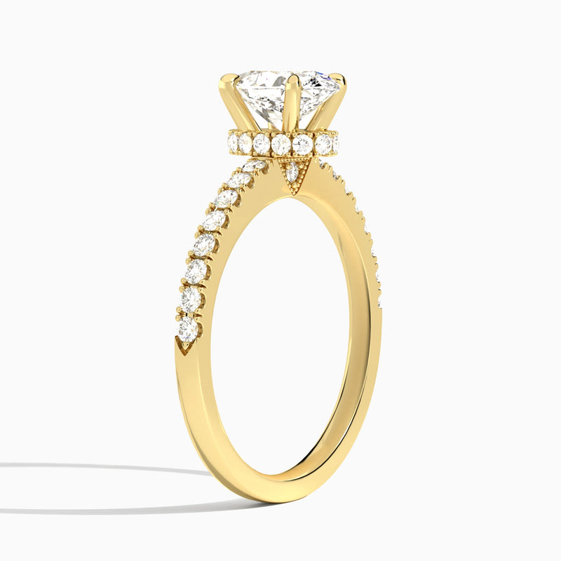 Oval Nadia Lab Grown Diamond Engagement Ring In 18K Yellow Gold, Angle View
