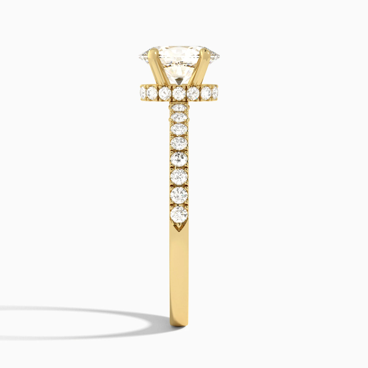 Oval Nadia Lab Grown Diamond Engagement Ring In 14K Yellow Gold, Side View