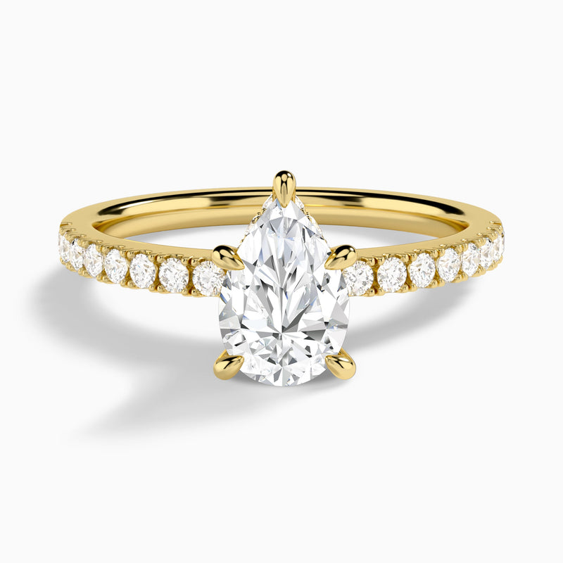 Pear Nadia Lab Grown Diamond Engagement Ring In 14K Yellow Gold - Lucenjuri