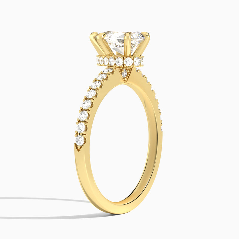 Pear Nadia Lab Grown Diamond Engagement Ring In 14K Yellow Gold, Angle View