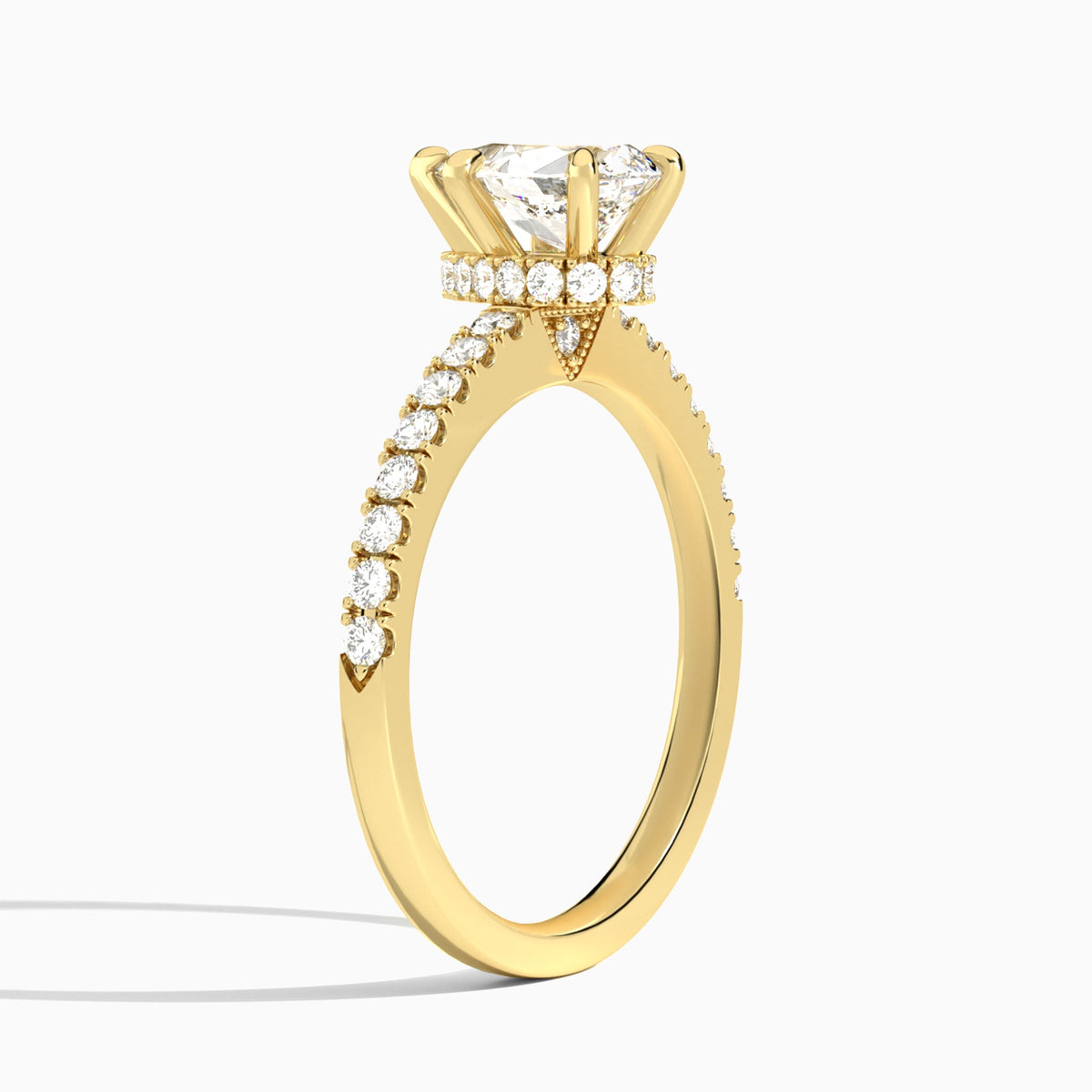 Pear Nadia Lab Grown Diamond Engagement Ring In 14K Yellow Gold, Angle View