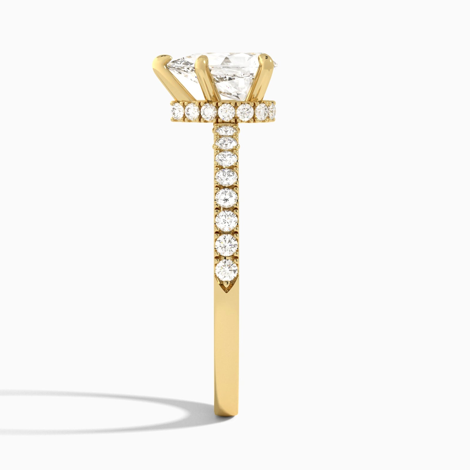 Pear Nadia Lab Grown Diamond Engagement Ring In 14K Yellow Gold, Side View