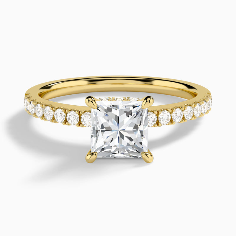 Princess Nadia Lab Grown Diamond Engagement Ring In 14K Yellow Gold - Lucenjuri