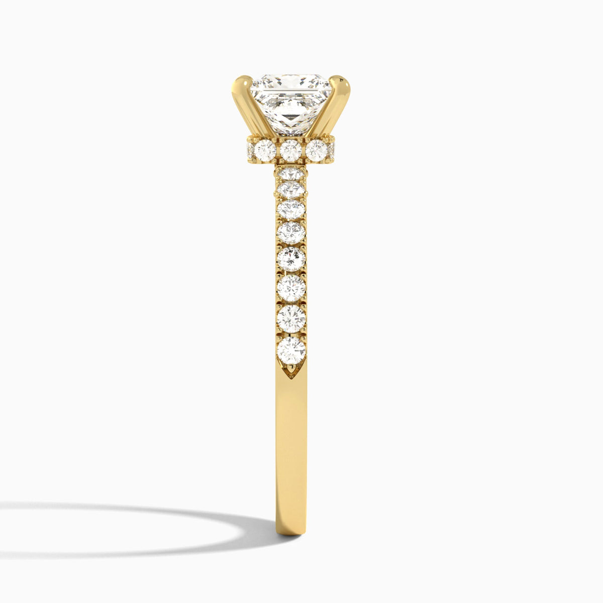 Princess Nadia Lab Grown Diamond Engagement Ring In 18K Yellow Gold, Side View