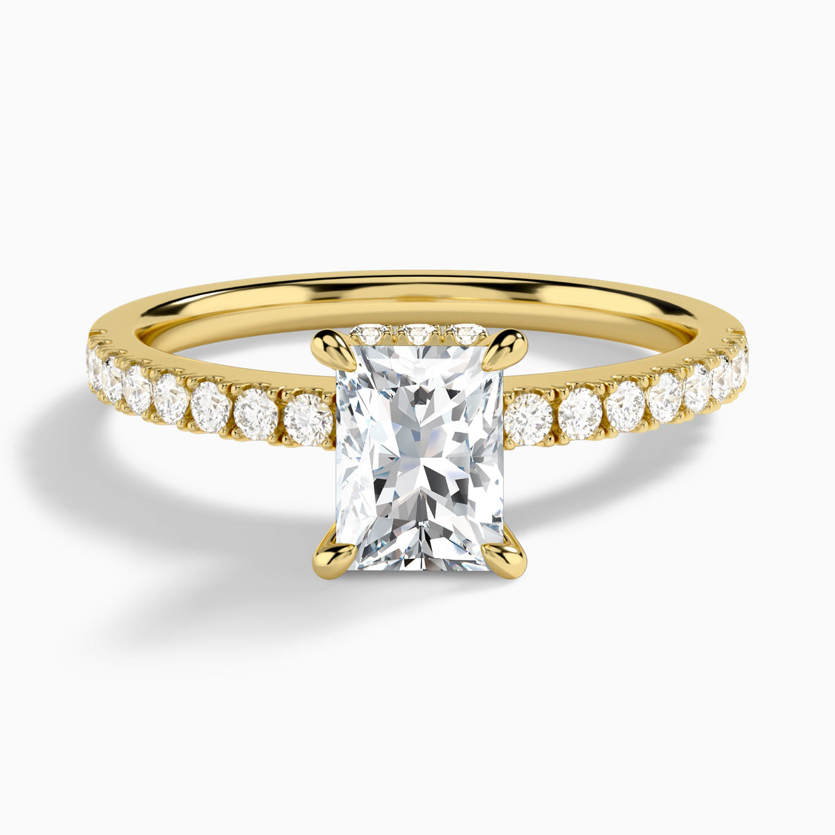 Radiant Nadia Lab Grown Diamond Engagement Ring In 14K Yellow Gold - Lucenjuri