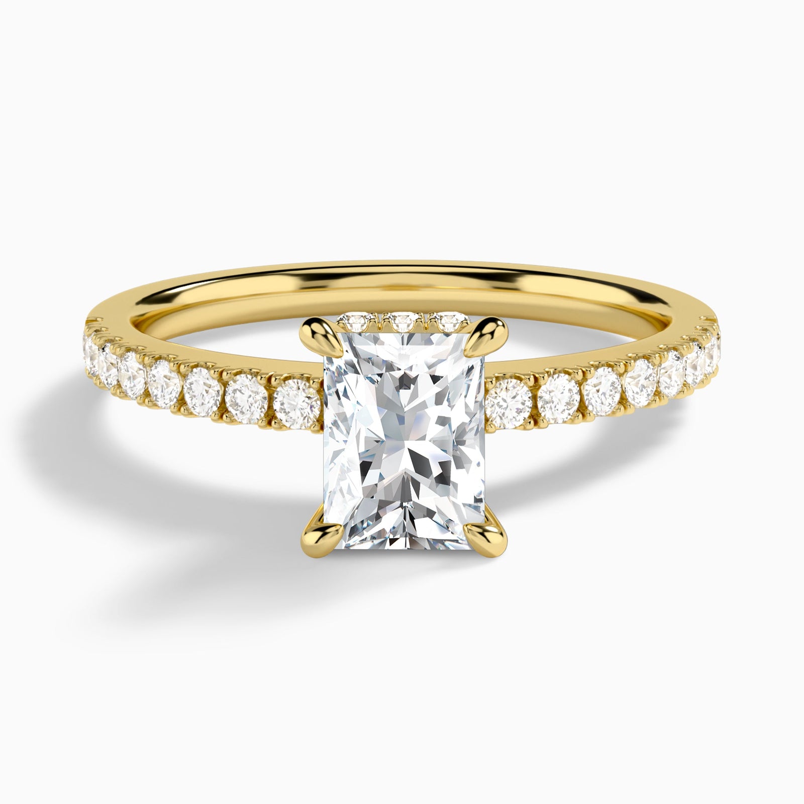 Radiant Nadia Lab Grown Diamond Engagement Ring In 14K Yellow Gold - Lucenjuri
