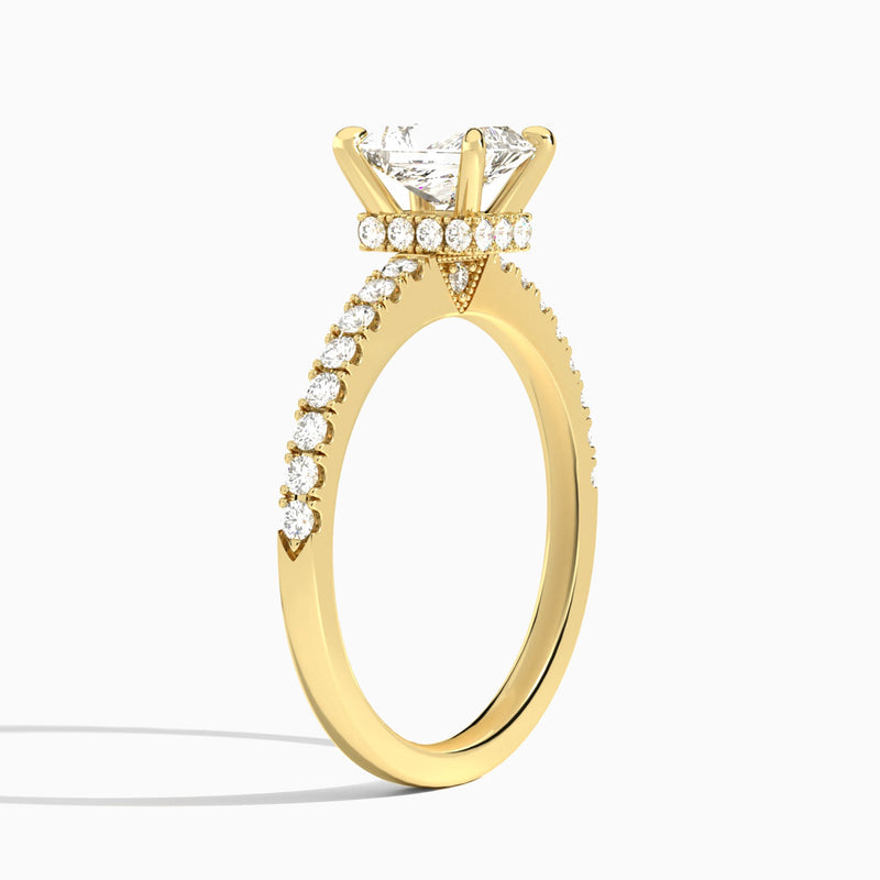 Radiant Nadia Lab Grown Diamond Engagement Ring In 18K Yellow Gold, Angle View