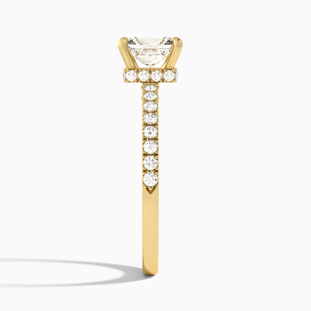 Radiant Nadia Lab Grown Diamond Engagement Ring In 14K Yellow Gold, Side View