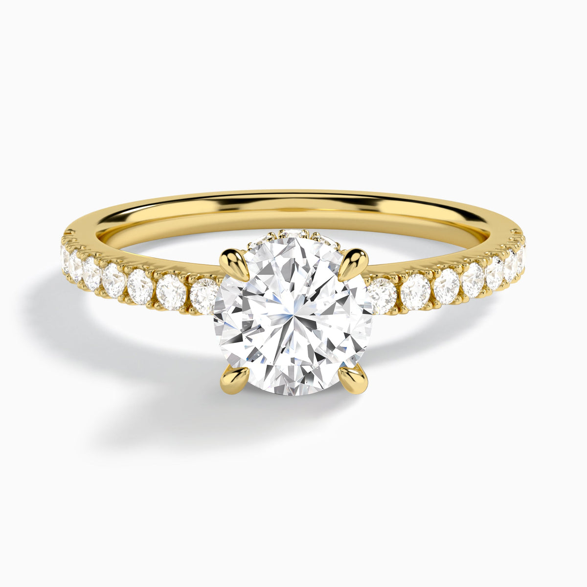 Round Nadia Lab Grown Diamond Engagement Ring In 18K Yellow Gold - Lucenjuri