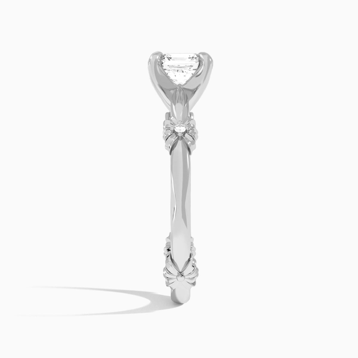 Asscher Catalina Ribbon Lab Grown Diamond Engagement Ring In Platinum, Side View