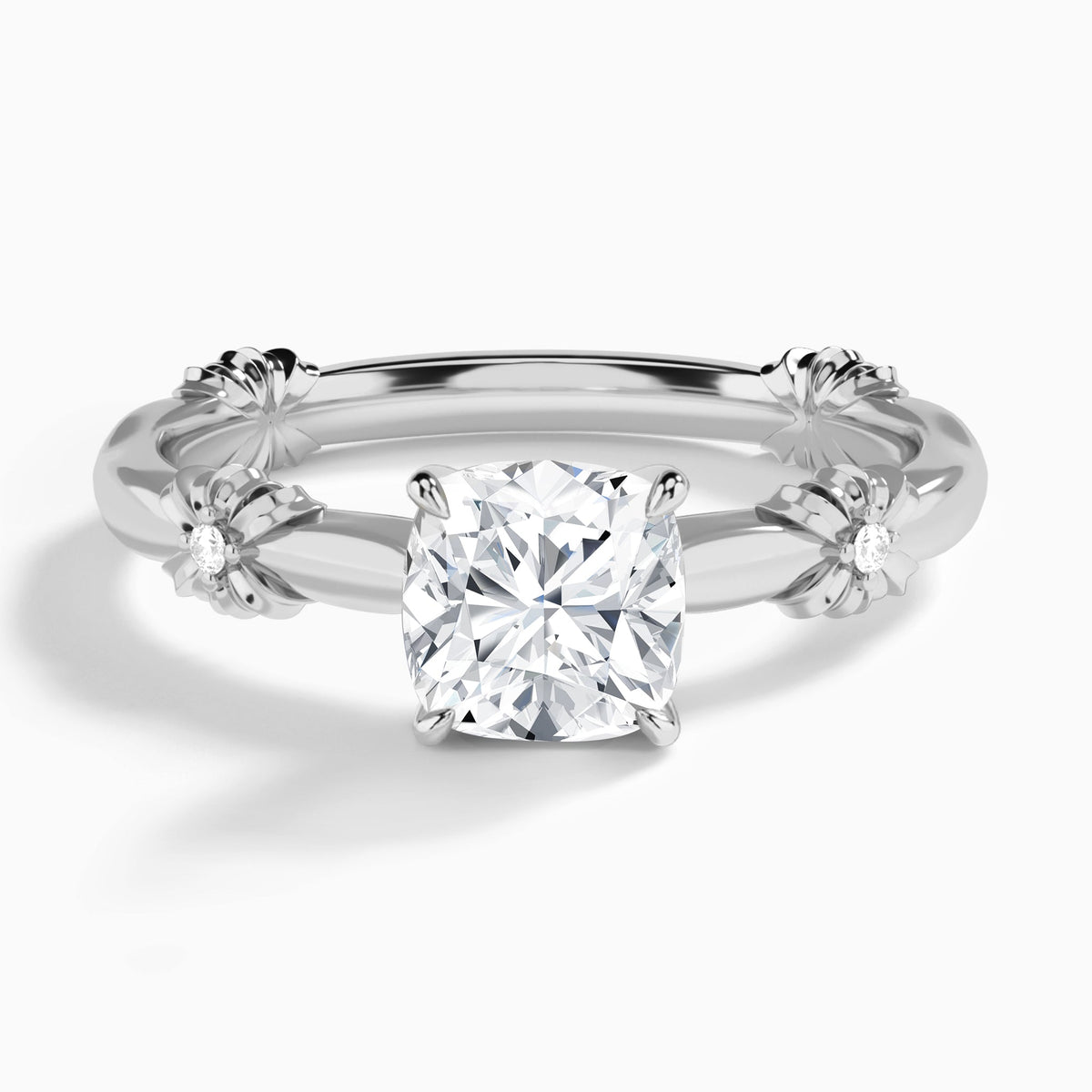 Cushion Catalina Ribbon Lab Grown Diamond Engagement Ring In Platinum - Lucenjuri