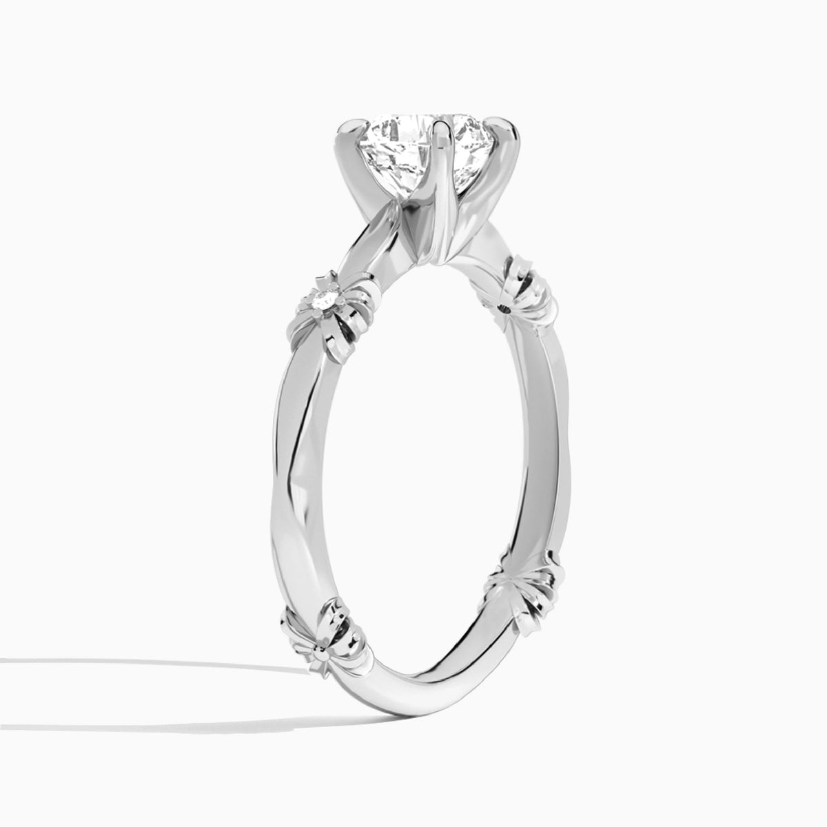 Cushion Catalina Ribbon Lab Grown Diamond Engagement Ring In Platinum, Angle View
