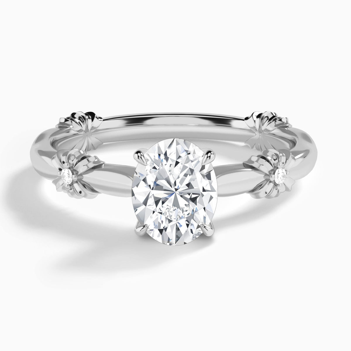 Oval Catalina Ribbon Lab Grown Diamond Engagement Ring In Platinum - Lucenjuri