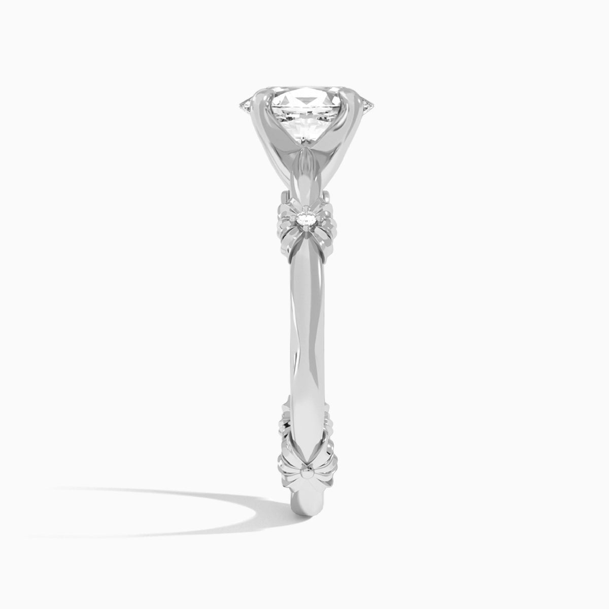 Oval Catalina Ribbon Lab Grown Diamond Engagement Ring In Platinum, Side View