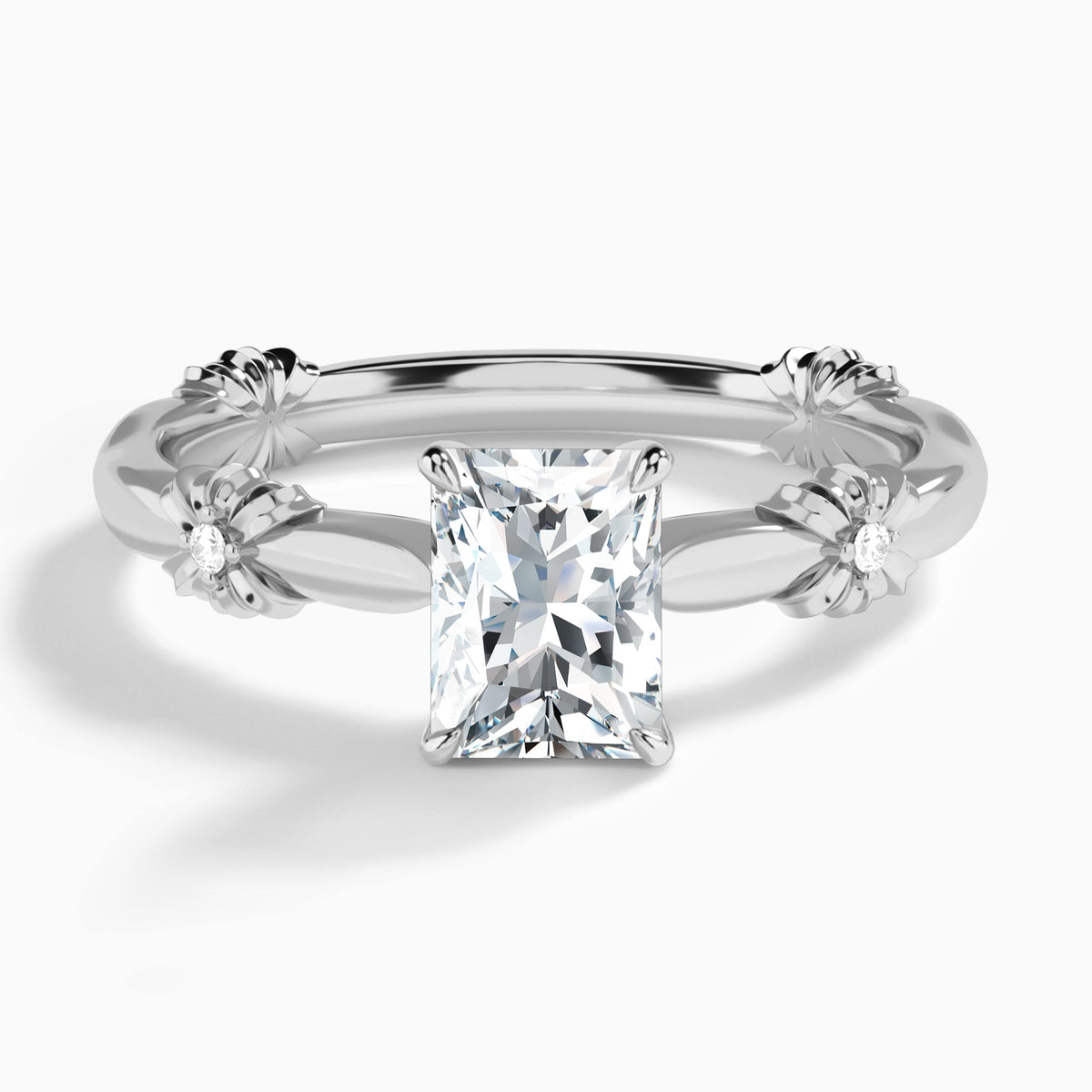 Radiant Catalina Ribbon Lab Grown Diamond Engagement Ring In Platinum - Lucenjuri