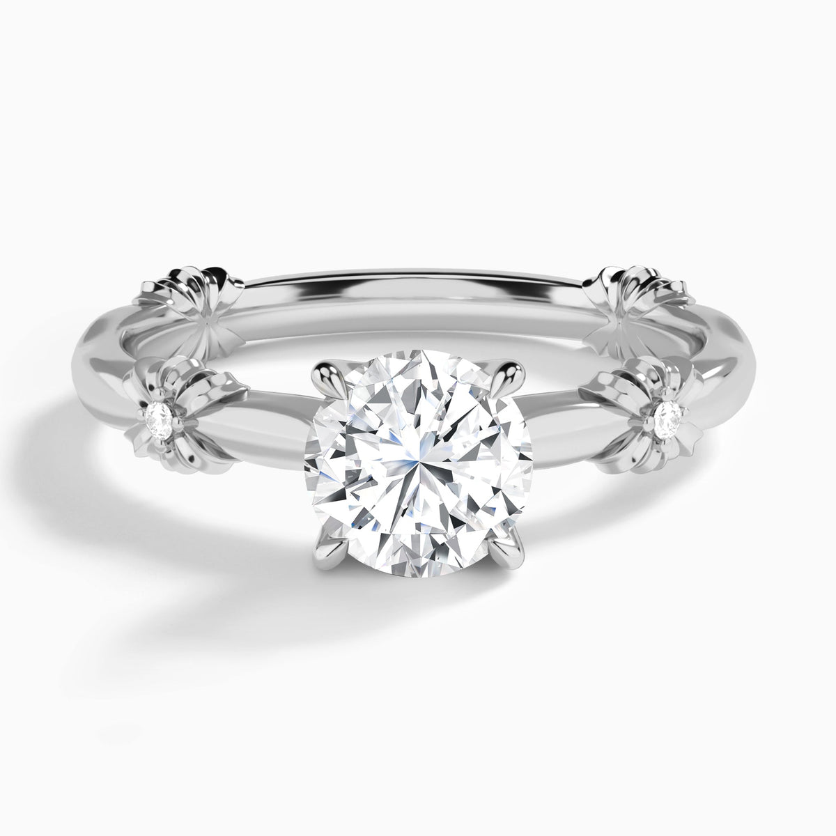 Round Catalina Ribbon Lab Grown Diamond Engagement Ring In Platinum - Lucenjuri