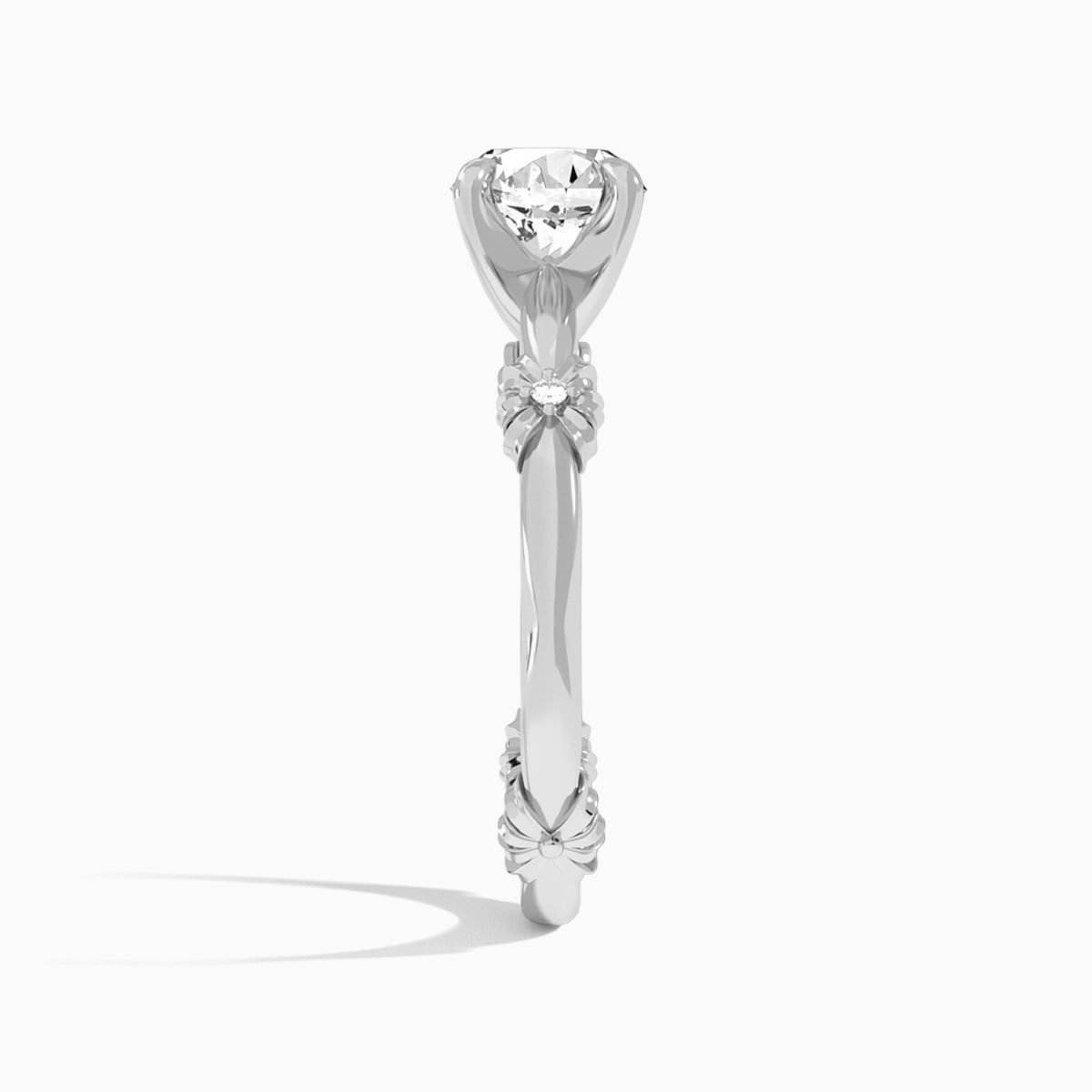 Round Catalina Ribbon Lab Grown Diamond Engagement Ring In Platinum, Side View