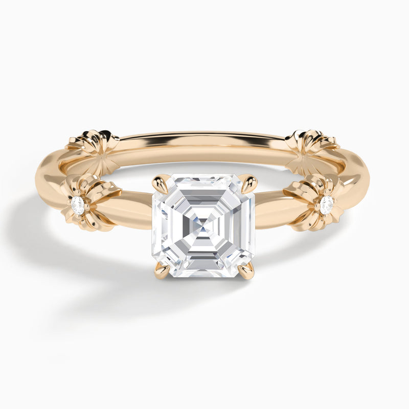 Asscher Catalina Ribbon Lab Diamond Engagement Ring In 14K Rose Gold - Lucenjuri