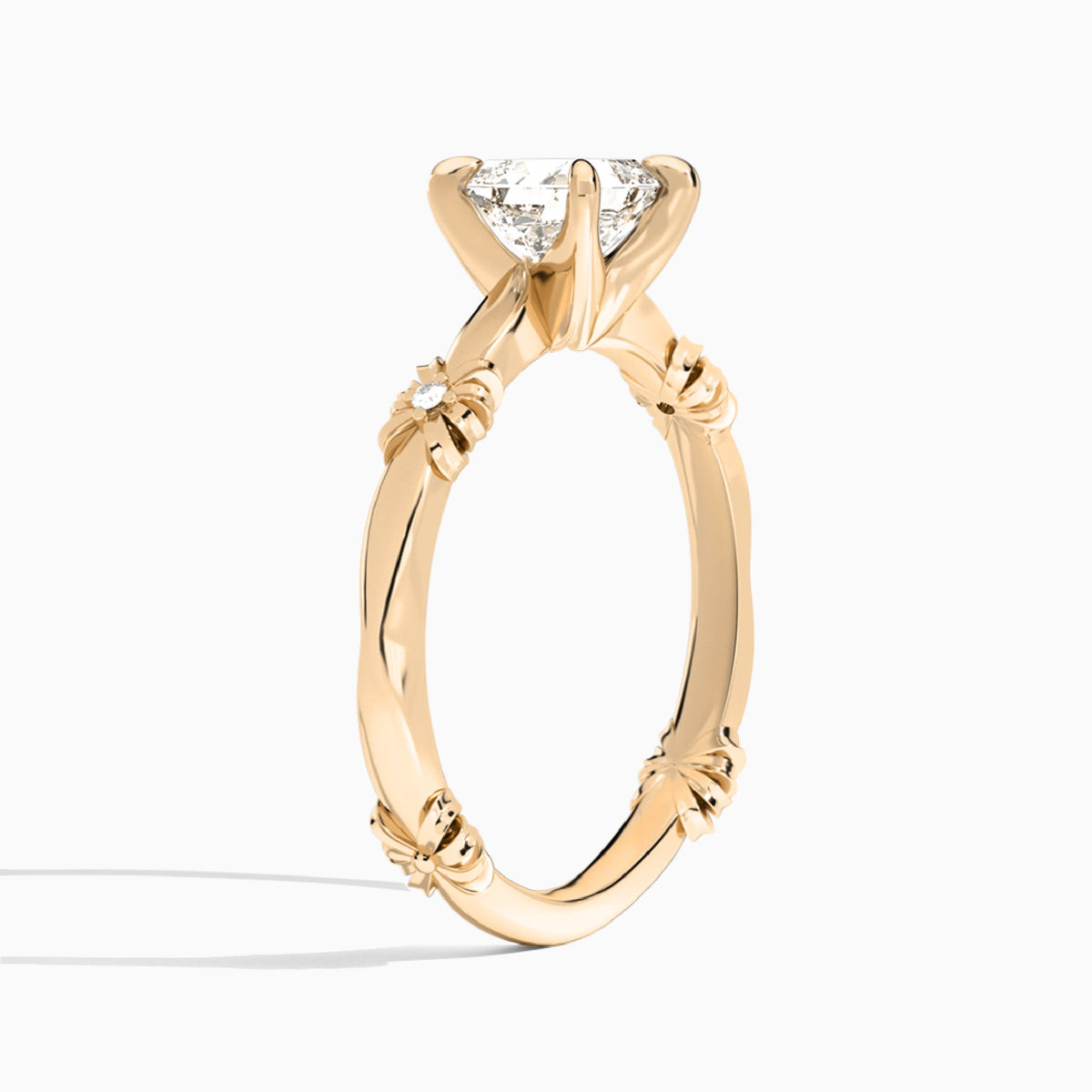 Asscher Catalina Ribbon Lab Diamond Engagement Ring In 14K Rose Gold, Angle View