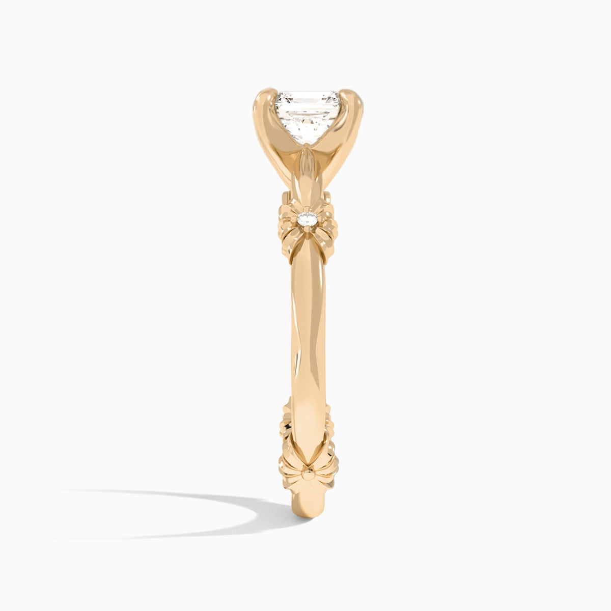Asscher Catalina Ribbon Lab Diamond Engagement Ring In 14K Rose Gold, Side View