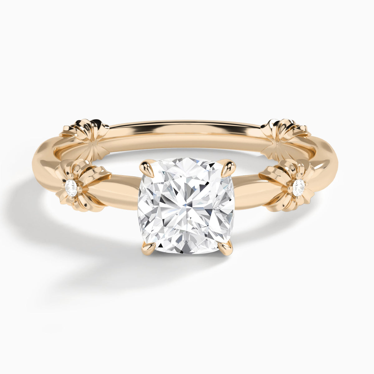 Cushion Catalina Ribbon Lab Diamond Engagement Ring In 14K Rose Gold - Lucenjuri