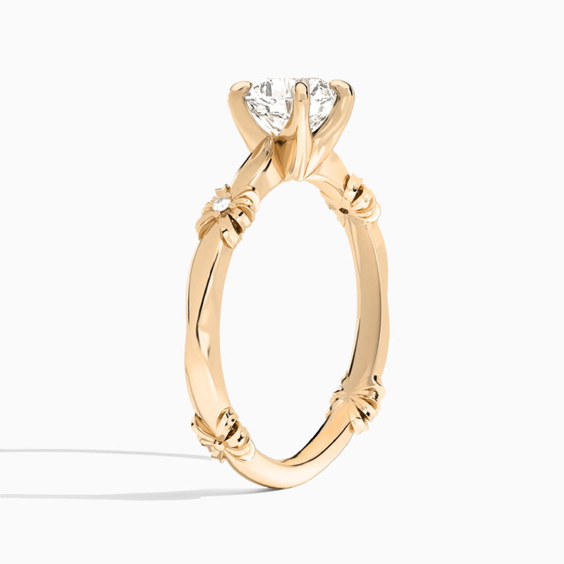 Cushion Catalina Ribbon Lab Diamond Engagement Ring In 14K Rose Gold, Angle View