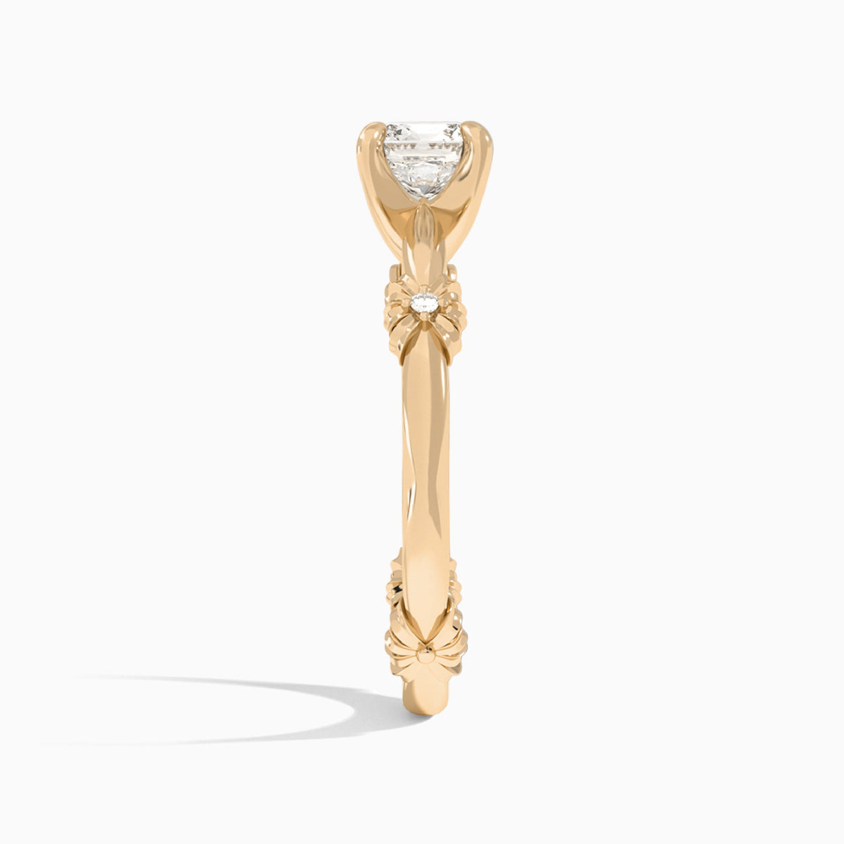 Cushion Catalina Ribbon Lab Diamond Engagement Ring In 14K Rose Gold, Side View