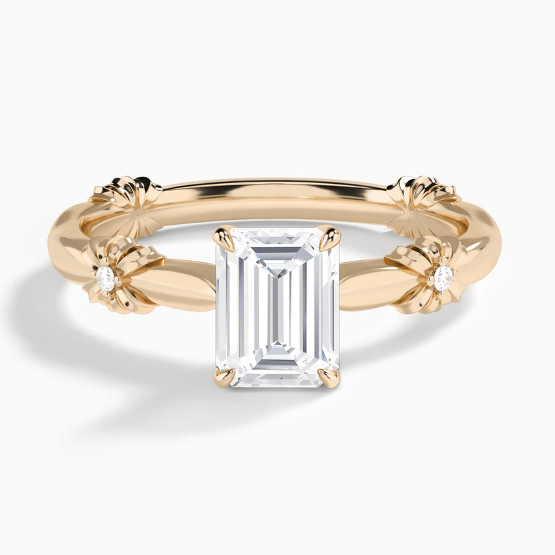 Emerald Catalina Ribbon Lab Diamond Engagement Ring In 14K Rose Gold - Lucenjuri