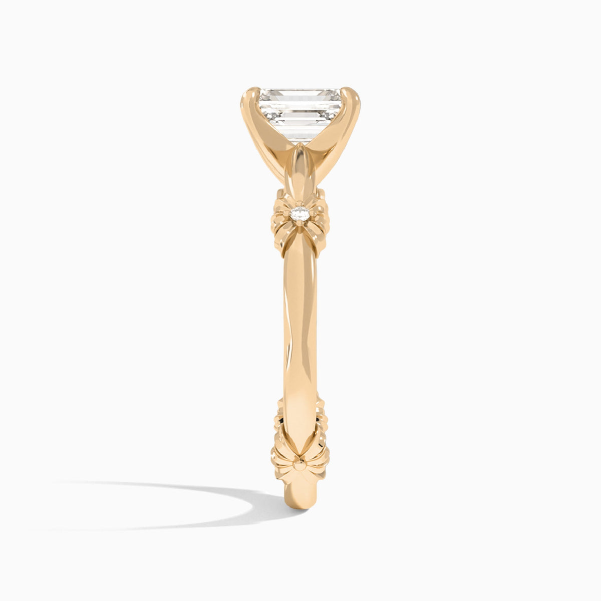 Emerald Catalina Ribbon Lab Diamond Engagement Ring In 14K Rose Gold, Side View