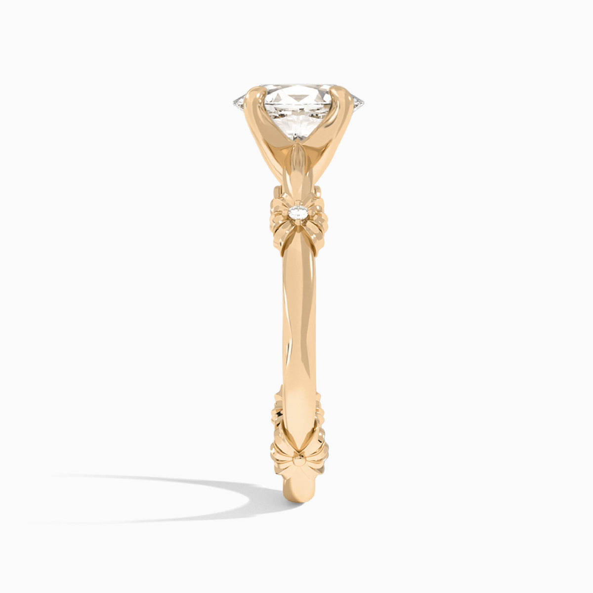 Oval Catalina Ribbon Lab Diamond Engagement Ring In 14K Rose Gold, Side View