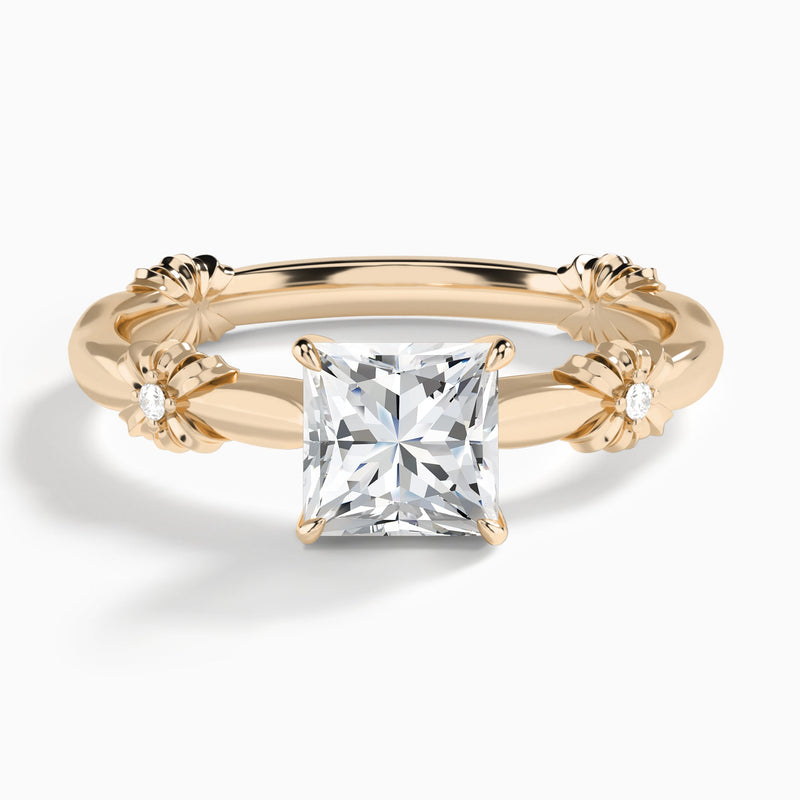 Princess Catalina Ribbon Lab Diamond Engagement Ring In 14K Rose Gold - Lucenjuri