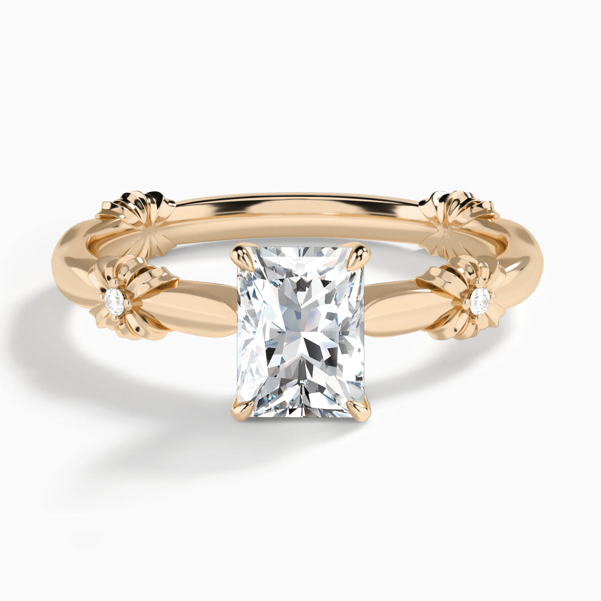 Radiant Catalina Ribbon Lab Diamond Engagement Ring In 14K Rose Gold - Lucenjuri