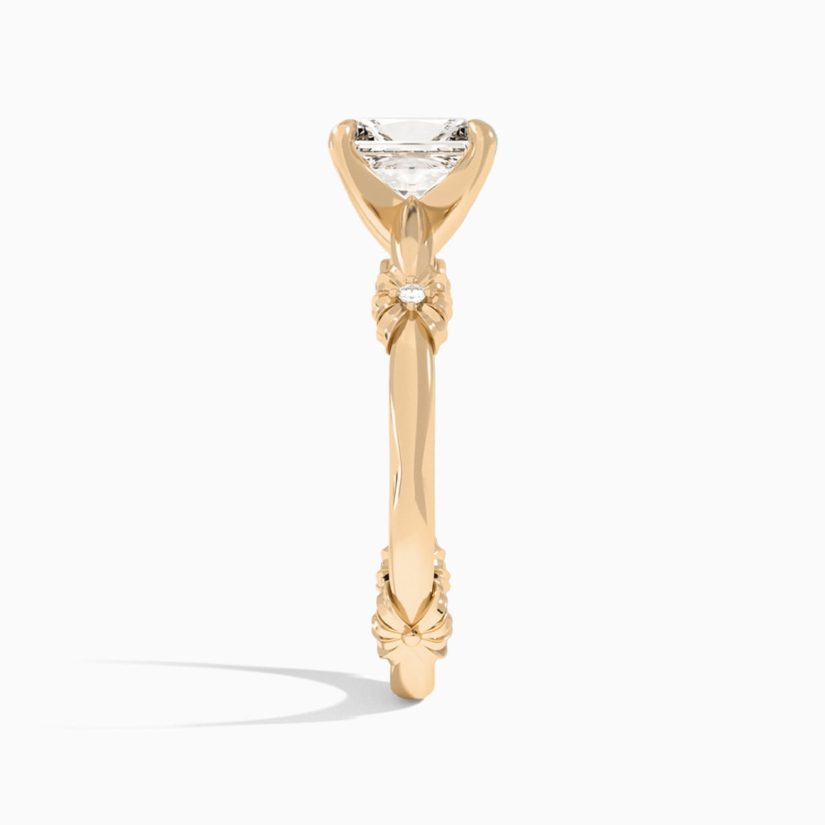 Radiant Catalina Ribbon Lab Diamond Engagement Ring In 14K Rose Gold, Side View