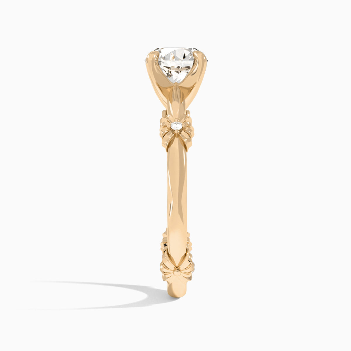 Round Catalina Ribbon Lab Diamond Engagement Ring In 14K Rose Gold, Side View