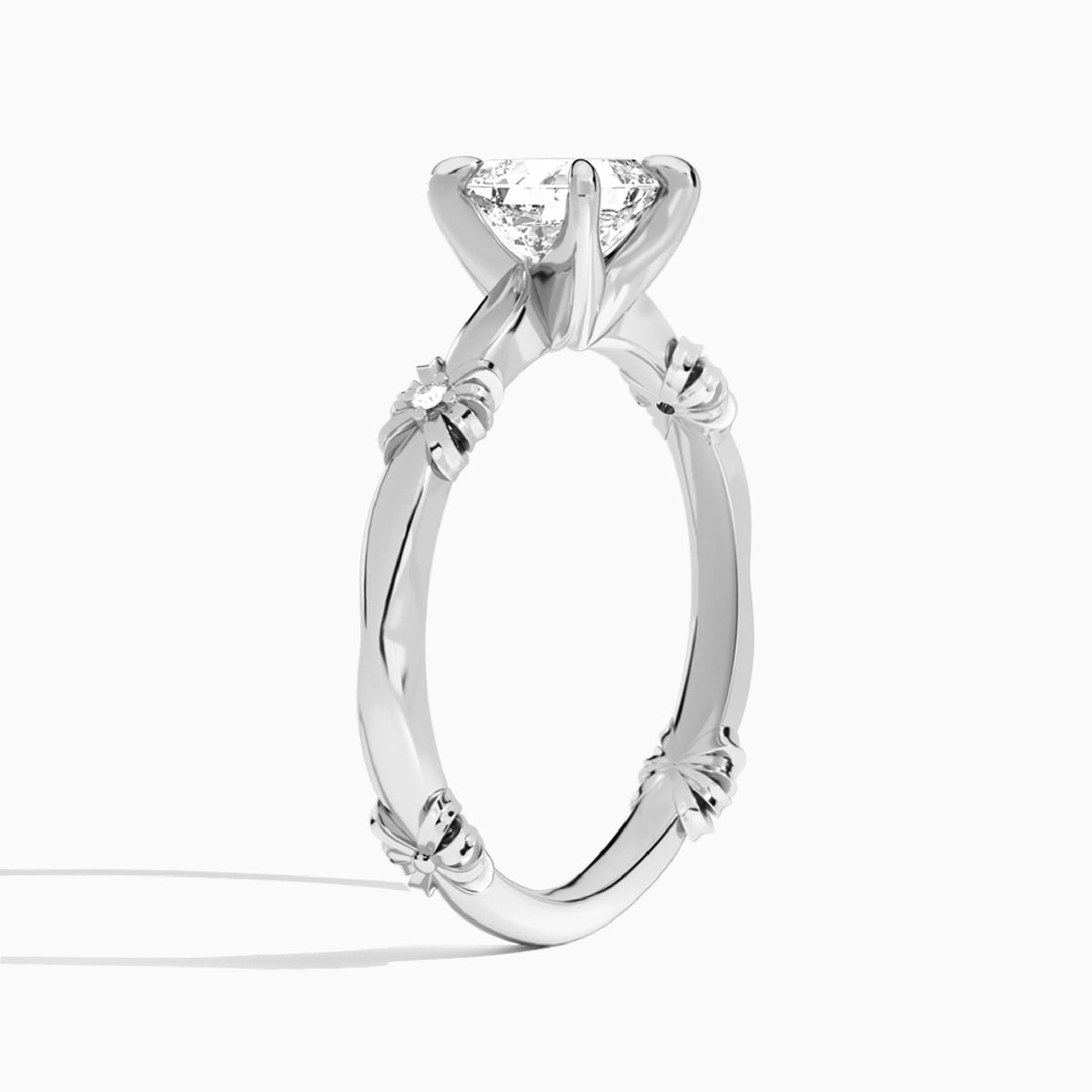 Asscher Catalina Ribbon Lab Diamond Engagement Ring In 14K White Gold, Angle View