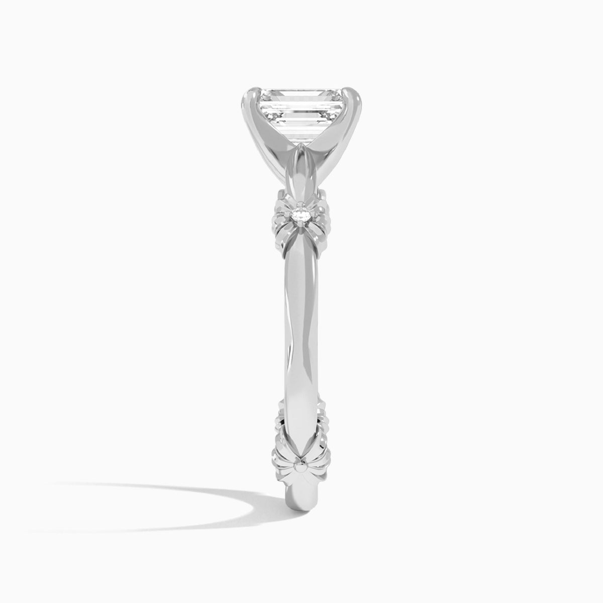 Emerald Catalina Ribbon Lab Diamond Engagement Ring In 18K White Gold, Side View