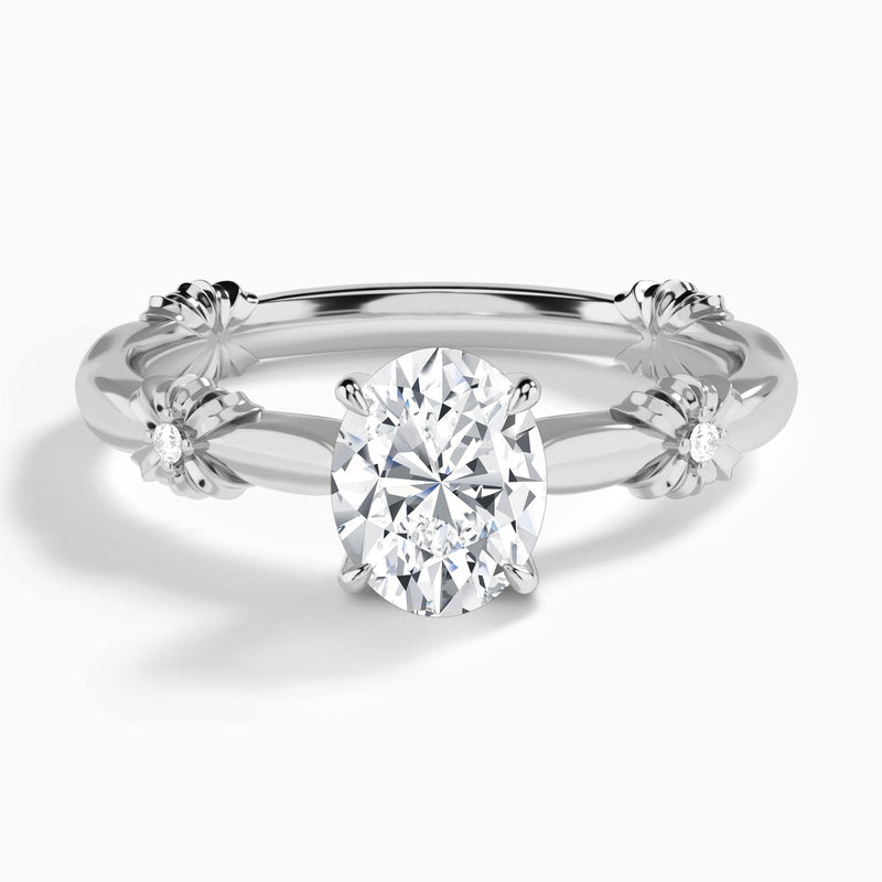 Oval Catalina Ribbon Lab Diamond Engagement Ring In 18K White Gold - Lucenjuri
