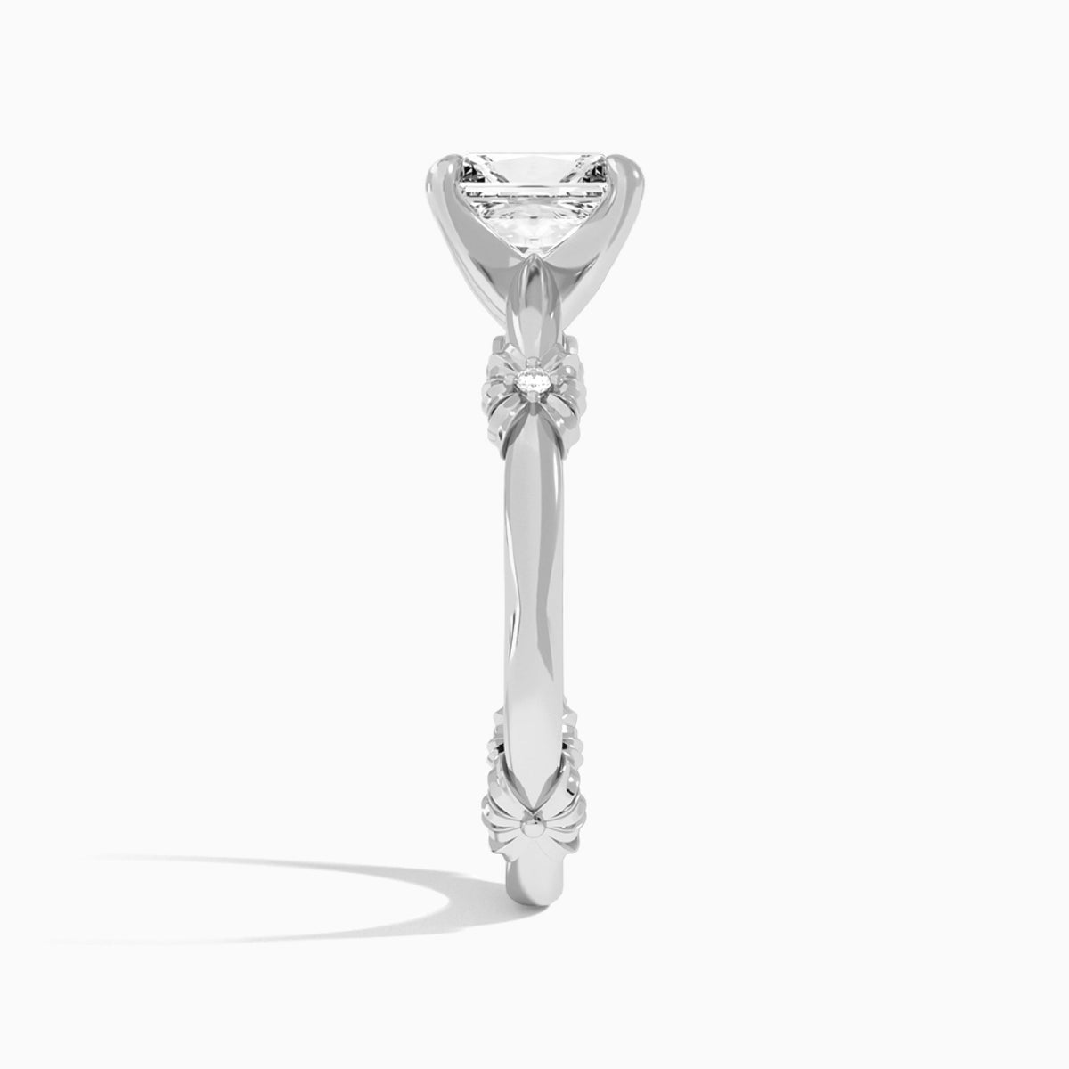 Radiant Catalina Ribbon Lab Diamond Engagement Ring In 14K White Gold, Side View