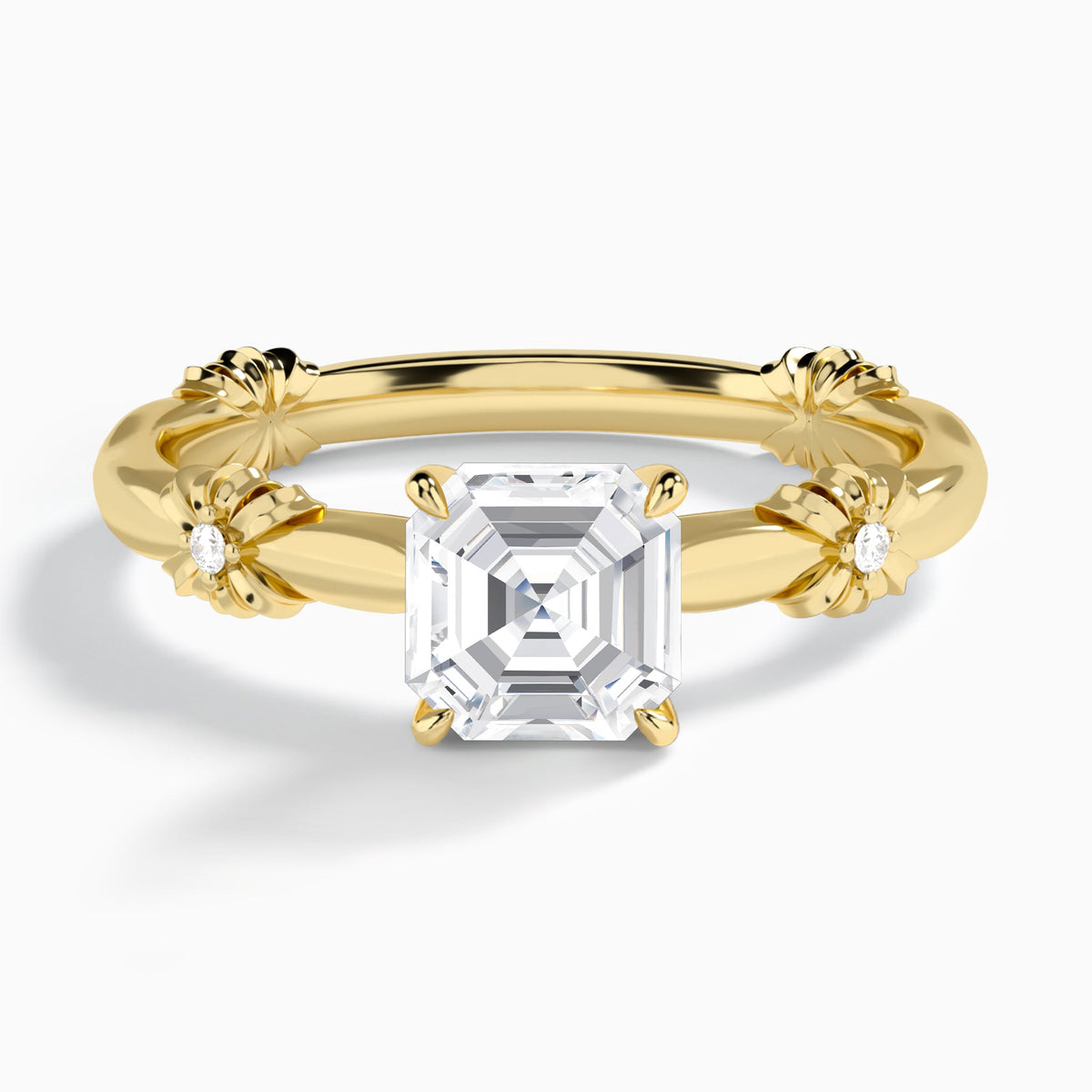 Asscher Catalina Ribbon Lab Diamond Engagement Ring In 18K Yellow Gold - Lucenjuri