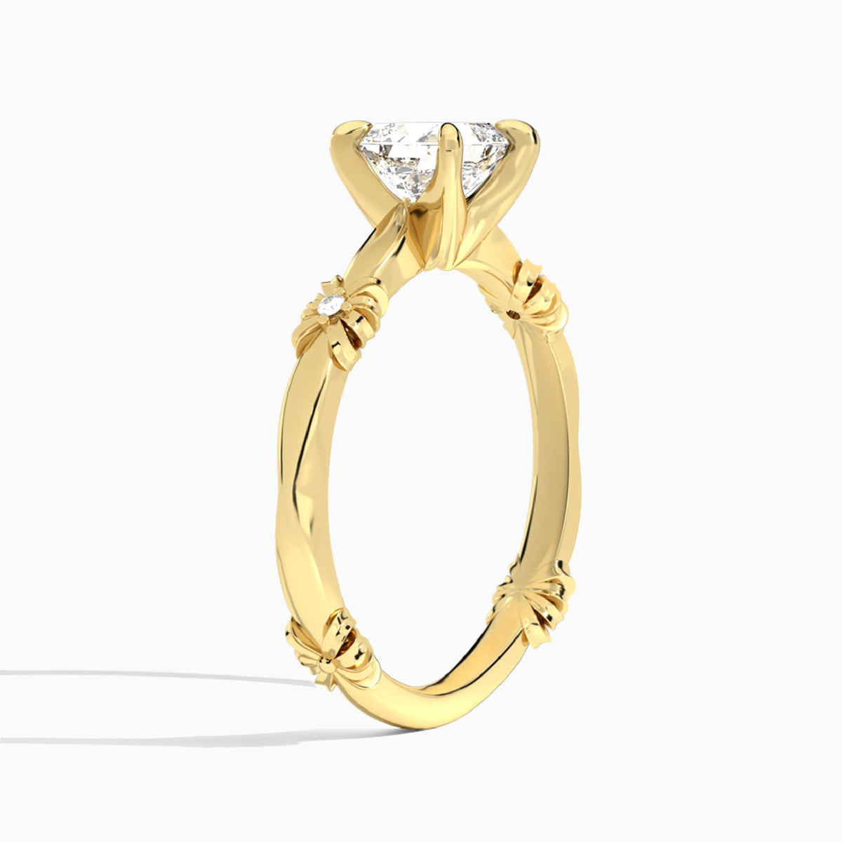 Asscher Catalina Ribbon Lab Diamond Engagement Ring In 18K Yellow Gold, Angle View