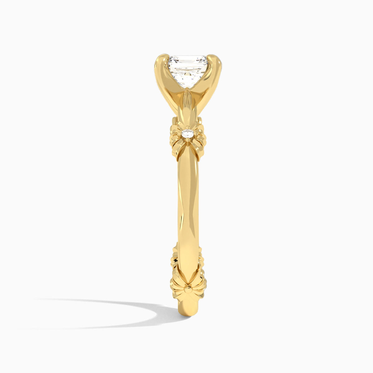 Asscher Catalina Ribbon Lab Diamond Engagement Ring In 18K Yellow Gold, Side View