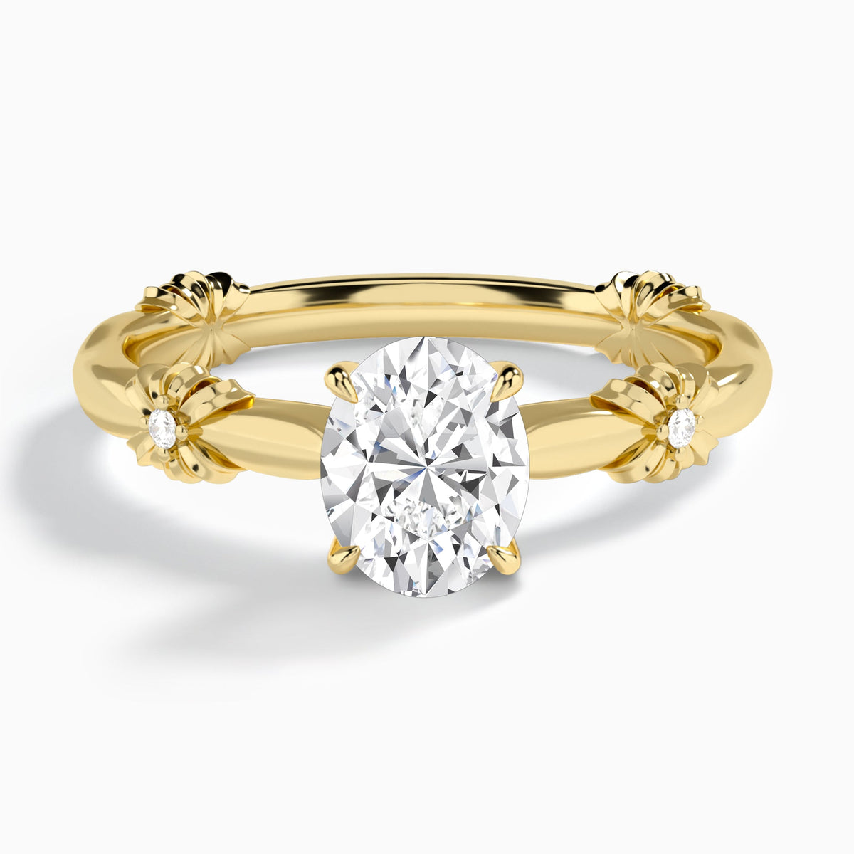 Oval Catalina Ribbon Lab Diamond Engagement Ring In 18K Yellow Gold - Lucenjuri