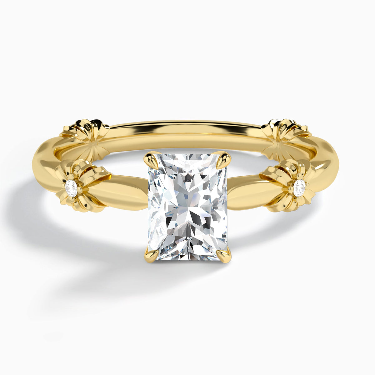 Radiant Catalina Ribbon Lab Diamond Engagement Ring In 14K Yellow Gold - Lucenjuri