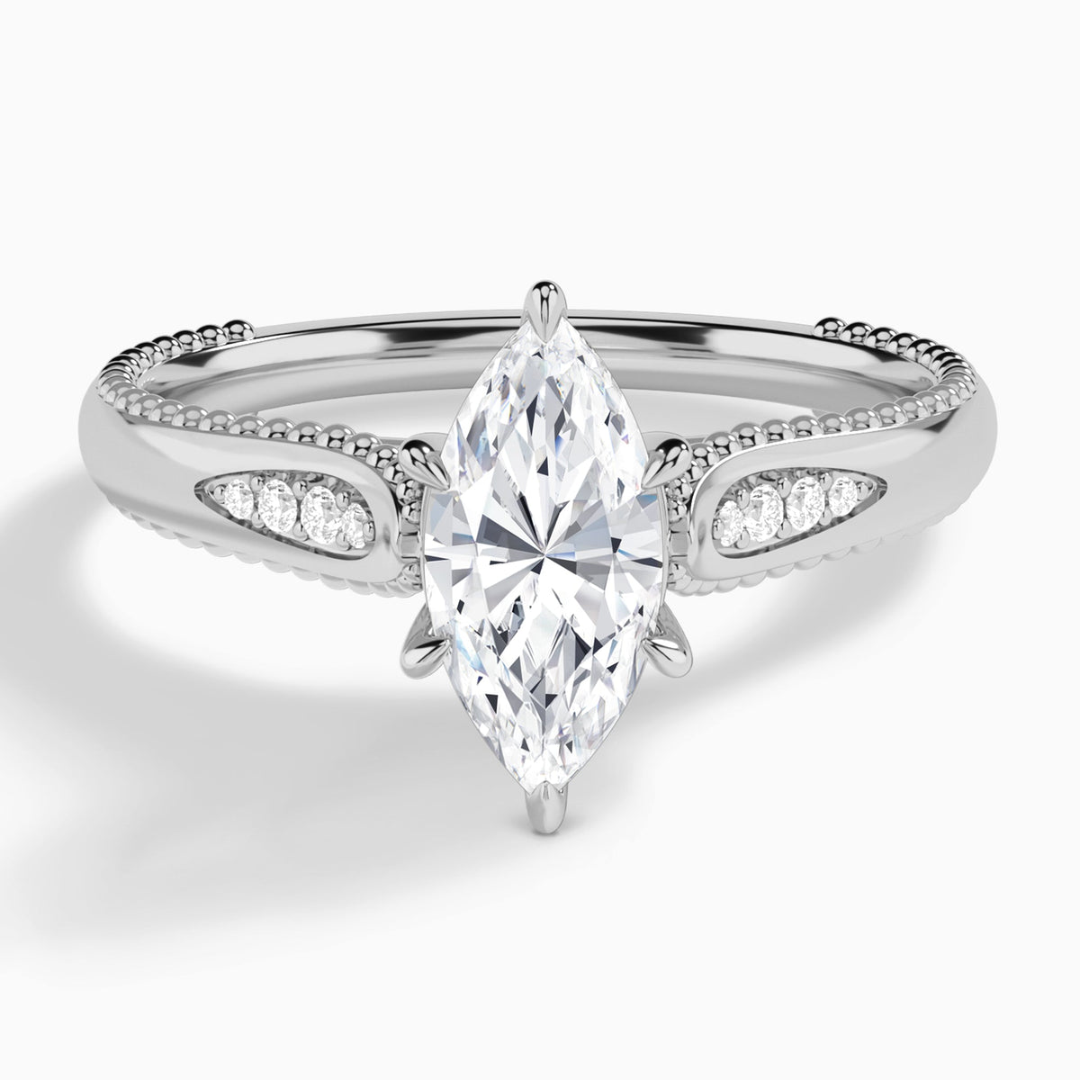 Marquise Opera Six-Prong Lab Grown Diamond Engagement Ring In Platinum - Lucenjuri
