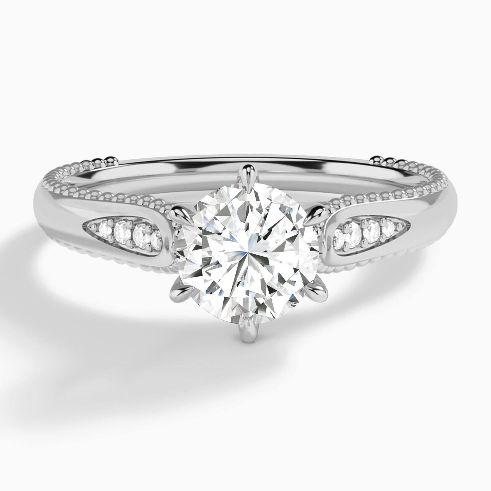 Round Opera Six-Prong Lab Grown Diamond Engagement Ring In Platinum - Lucenjuri
