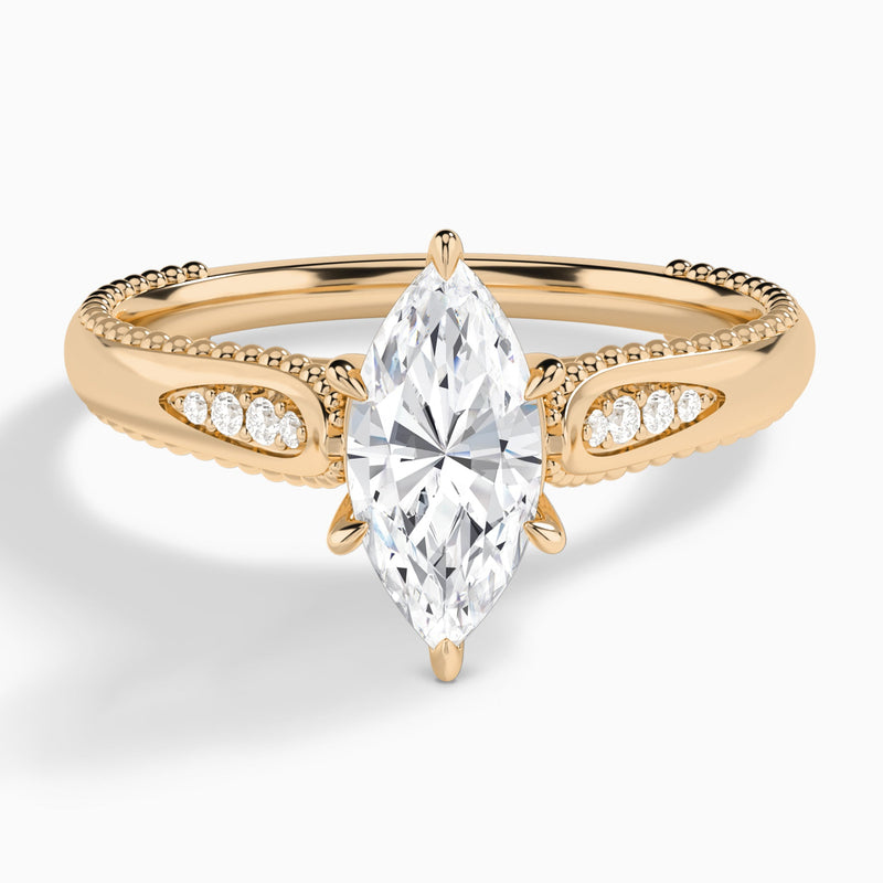 Marquise Opera Six-Prong Lab Diamond Engagement Ring In 14K Rose Gold - Lucenjuri
