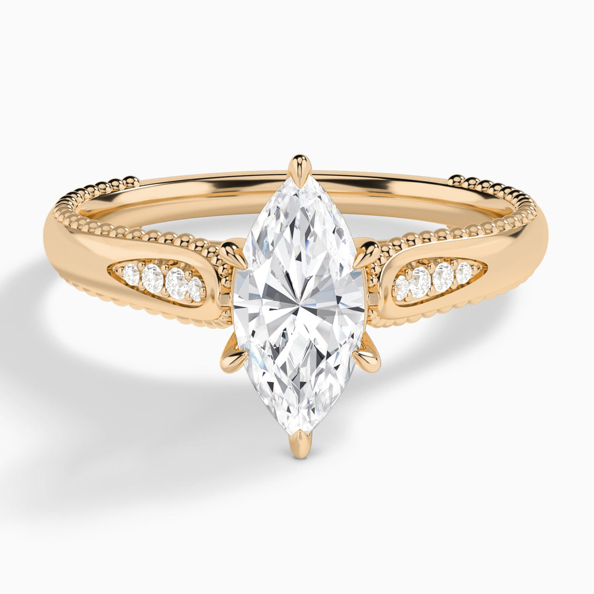 Marquise Opera Six-Prong Lab Diamond Engagement Ring In 14K Rose Gold - Lucenjuri