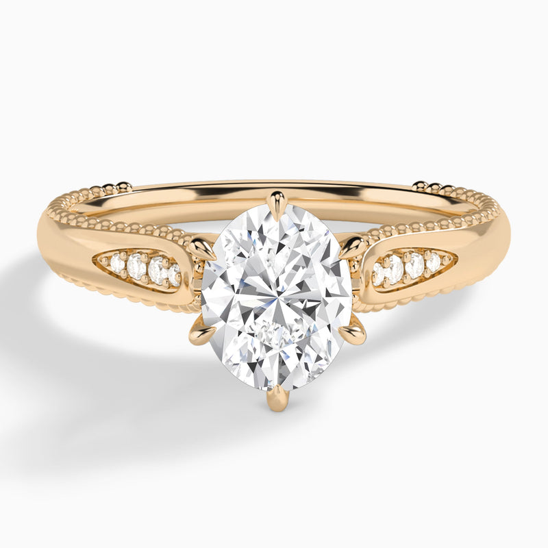 Oval Opera Six-Prong Lab Diamond Engagement Ring In 14K Rose Gold - Lucenjuri