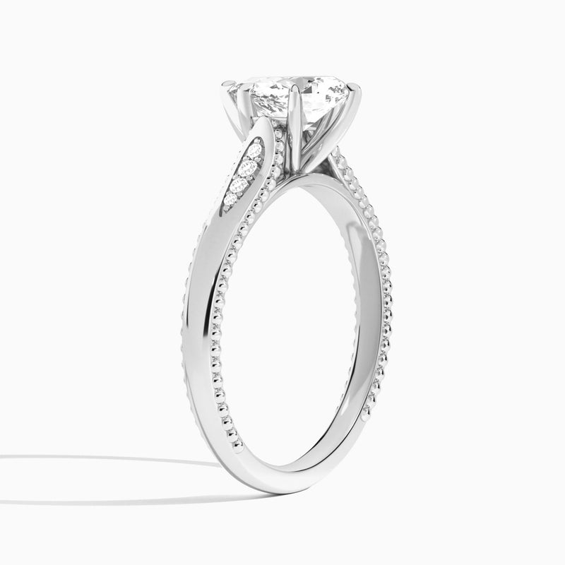 Pear Opera Six-Prong Lab Diamond Engagement Ring In 18K White Gold, Angle View